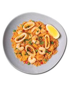 Brown Rice Chicken Paella with Prawns, Squids and Green Peas - LARGE