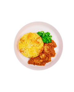 Butter Chicken w/ Pumpkin Rice and Chopped Sweet Snap Peas 